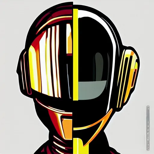 Prompt: “portrait of figure wearing a Daft Punk. Art in the style of Naruto.”