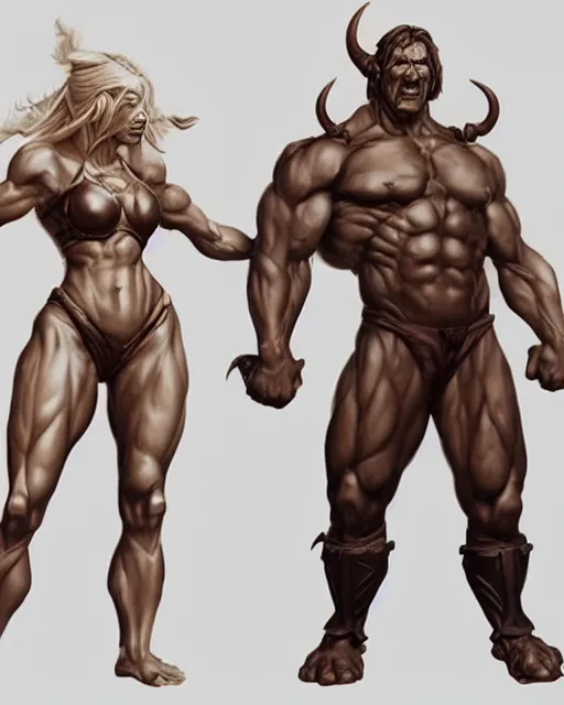 Prompt: female athletic body type and male warrior strong body type holding each other close by Boris Vallejo, moody, character design concept art, diablo, warcraft, hard surface, Character design, dramatic, highly detailed, photorealistic, digital painting, painterly, artstation, concept art, smooth, sharp focus, art by John Collier and Krenz Cushart and Artem Demura and Albert Aublet