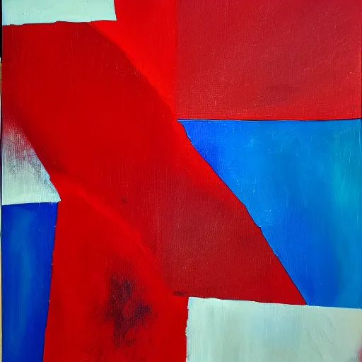 Image similar to acrylic abstract painting on canvas using primary red and blue