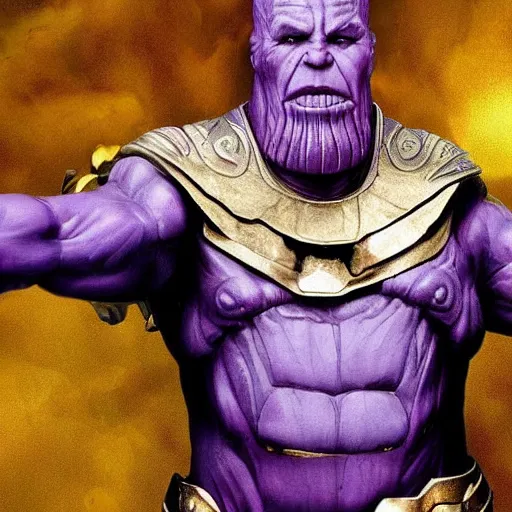 Image similar to thanos is the pope, purple skin, josh brolin, clerical clothes, full body shot, realistic, highly detailed