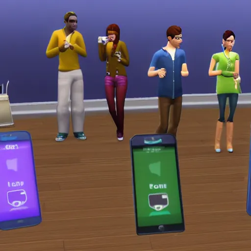 Prompt: cellphones in the sims 2