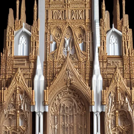 Prompt: a photo - real delicate ivory sculpture of an ornate detailed cathedral populated by mandelbrot fractals, micro detail, unreal engine, backlit lighting, octane renderer, catholicpunk, colorful, physically based rendering, carved soap, trending on cgsociety