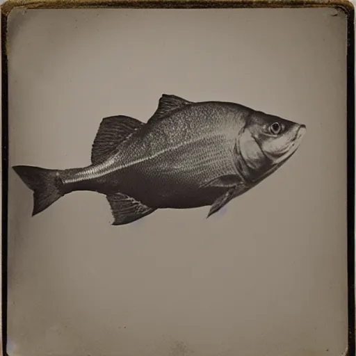 Prompt: underwater tintype photo of piranha