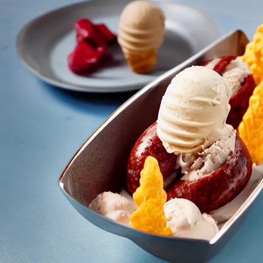 Image similar to sausage flavoured ice cream, culinary food magazine photo