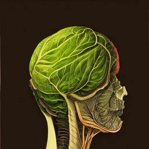 Prompt: the anatomy of a head of lettuce, an ultrafine detailed painting by james jean, hd 2 d, behance contest winner, vanitas, angular, altermodern