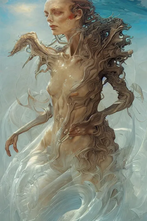 Prompt: portrait of ocean angel by Peter Mohrbacher and Peter Gric