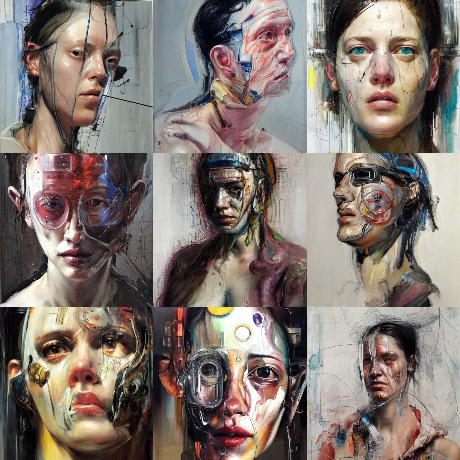 Prompt: cyberpunk portrait by jenny saville