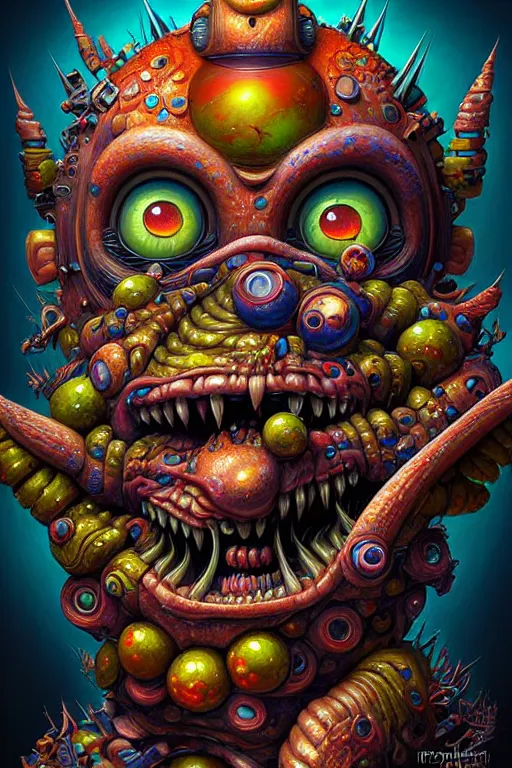 Prompt: hyper - maximalist overdetailed painting by naoto hattori. artstation. deviantart. cgsociety. inspired by beastwreckstuff and jimbo phillips. fantasy infused lowbrow style. hyperdetailed high resolution render by binx. ly in discodiffusion. dreamlike polished render by machine. delusions. sharp focus.