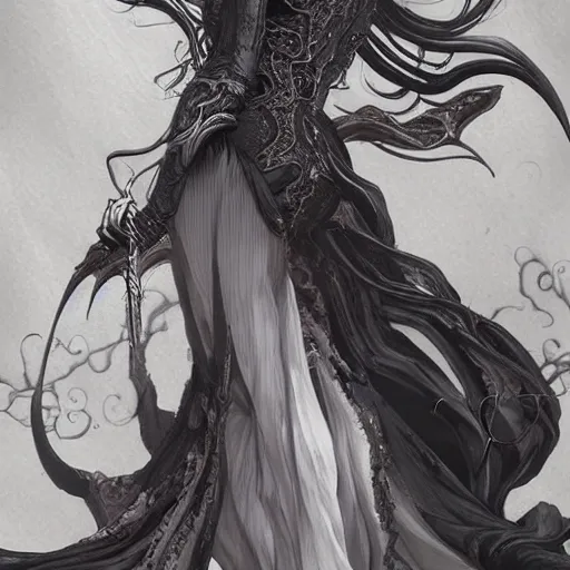 Image similar to banshee, baroque style, elegant, beautiful, mesmerizing, concept art, highly detailed, artstation, behance, deviantart, inspired by innocent manga, inspired by castlevania concept art, trending, ayami kojima, shinichi sakamoto