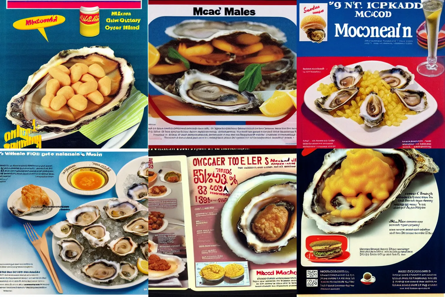 Prompt: 1998 ad pamphlet McDonald's Oyster Mac