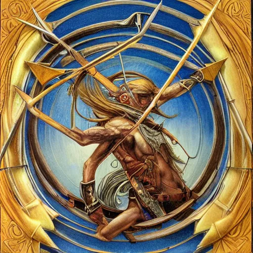 Prompt: detailed and sharp sagittarius the archer artistic zodiac artwork, mystic style, detailed, 8 k, detailed, symmetrical, by brian froud
