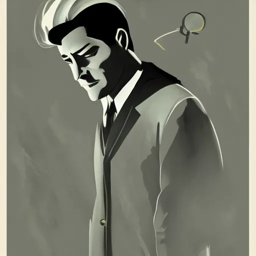 Image similar to dale cooper from twin peaks by dave mckean, hayao miyazaki, makoto shinkai takashi takeuchi, dramatic lighting, retro futurism, detailed, cgsociety, 5 0 s aesthetic,