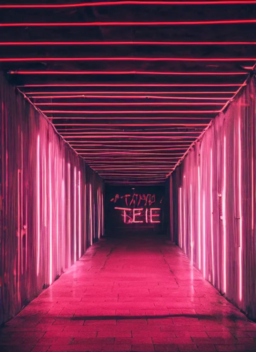 Image similar to a view of a spooky neon corridor, depth of field photo by yi insang, unsplash, video art, blur, wallpaper, cinematic view