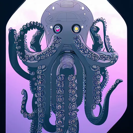 Image similar to robotic Octopus in an airlock, Industrial Scifi, detailed illustration, character portrait, by Martin Grip and Moebius