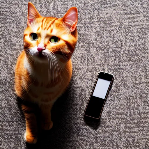 Prompt: cat texting on phone, photo, detailed, 4 k