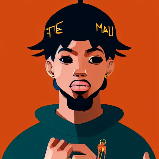 Image similar to 2 d character design, male rapper, vector art, digital art, portrait, 4 k, 8 k, sharp focus, smooth, illustration, concept art, music artist