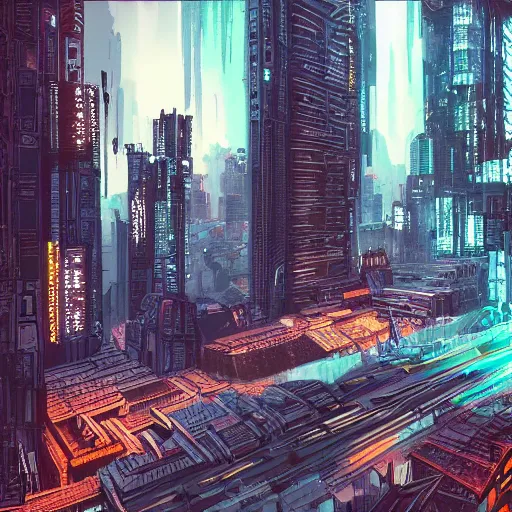 Image similar to a beautiful picture of a cyberpunk city by Frank Miller trending on Artstation