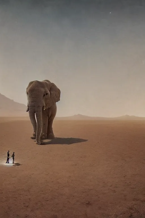 Prompt: 🐘 as 🤖 as 👽 as 🐳, desert photography, by greg rutkowski and edgar maxence