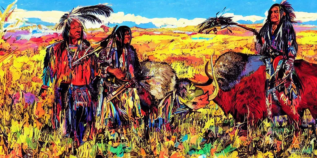 Image similar to of Native American hunting a buffalo Jim Mahfood and Peter max