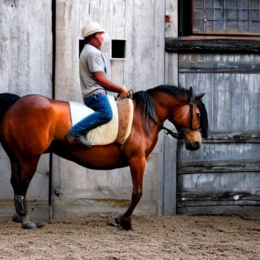 Prompt: man under horse