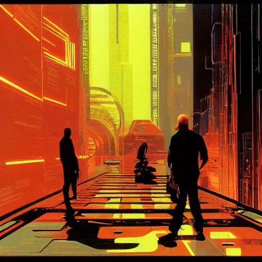 Image similar to neuromancer, painted by syd mead