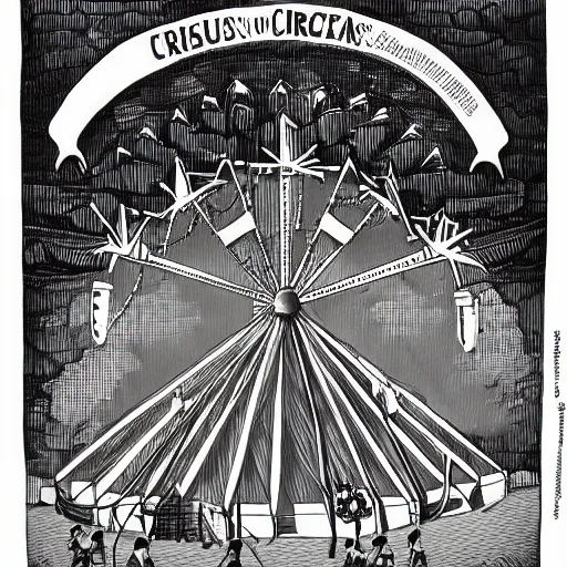 Prompt: illustration of a circus by huskmitnavn