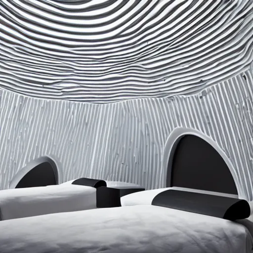 Prompt: room designed by zaha hadid