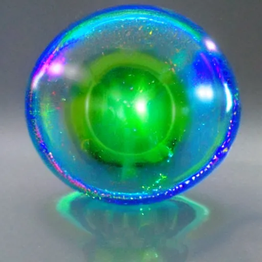 Image similar to the thing from fantastic four made of iridescent bubbles