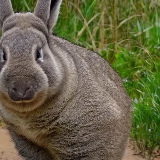 Prompt: Big Chungus trail cam