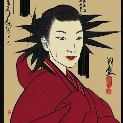 Image similar to ukiyo-e portrait of cate blanchett