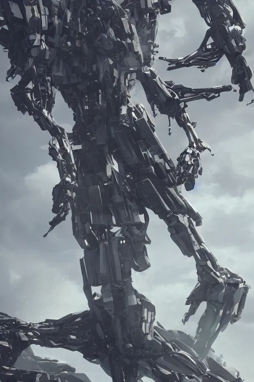 Prompt: professional landscape photograph of a large beautiful neo - futuristic matte symmetrical mechangel mecha next to monolith by joseph cross, denis villeneuve, emmanuel shiu, zaha hadid, vapor, stunning cinematic architectural scale, manga, dramatic, volumetric, concept art, hard surface, hyperrealism, very high detail, trending on artstation, sharp focus, rendered in octane