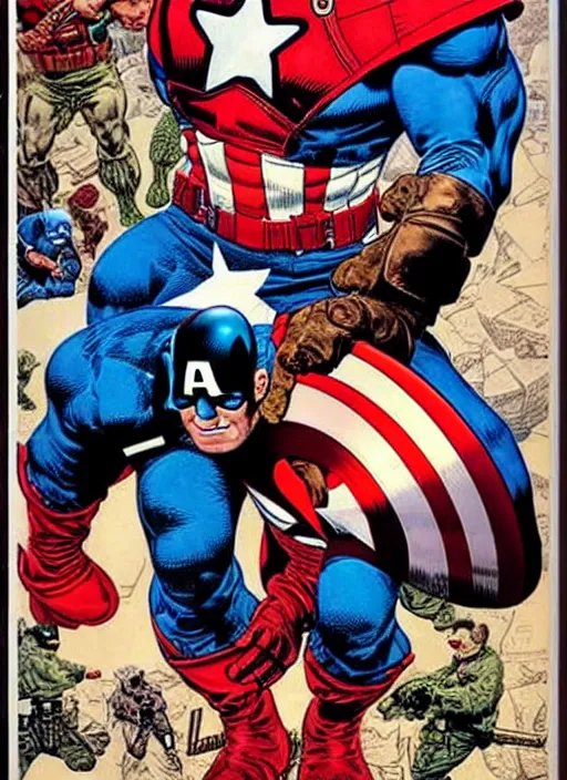 Prompt: the punisher dressed as captain america. portrait by clyde caldwell and jean giraud and anton otto fischer and john philip falter and will eisner and gil elvgren