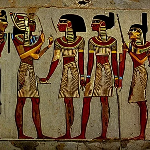 Prompt: ancient egyptian paintings of the world's oldest profession