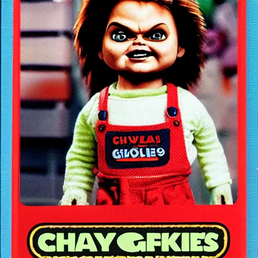 Image similar to chucky good guys doll, garbage pail kids card