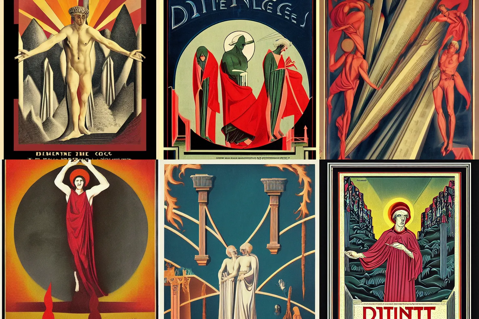 Prompt: Dante\'s Divine Comedy, art deco poster