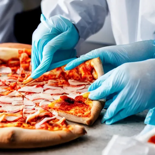 Image similar to surgeons operating on a slice of pizza