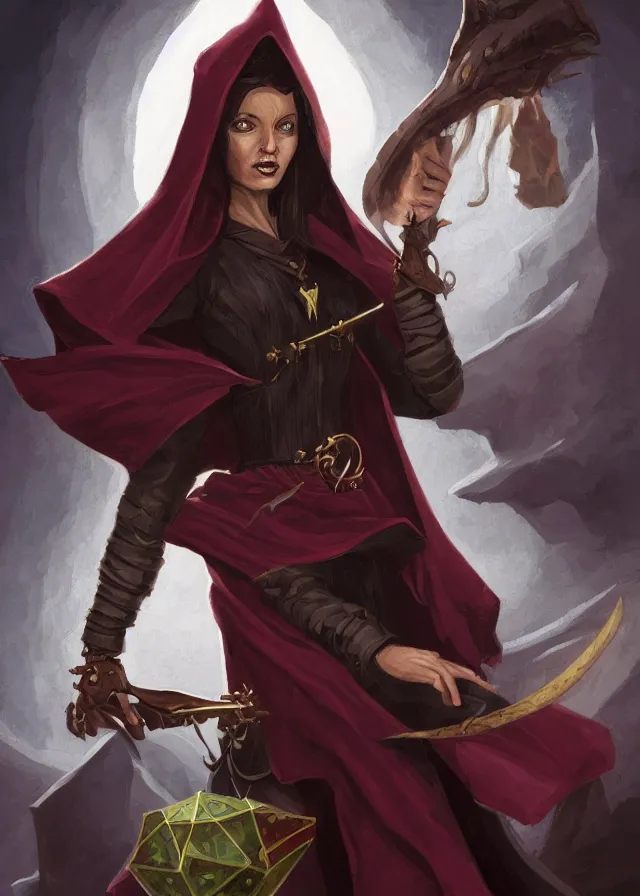Prompt: a female dnd wizard's portrait by brian patterson and rhads, black, african, red robes, necromancer, bones, skulls, papers and tomes