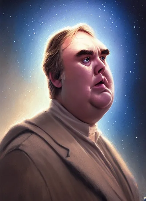 Prompt: hyper realistic, zoomed out portrait of a mega derpy john candy in star wars, stoned, by greg rutkowski, scott m fischer, artgerm, loish, slight glow, atmospheric, anne stokes, alexandros pyromallis