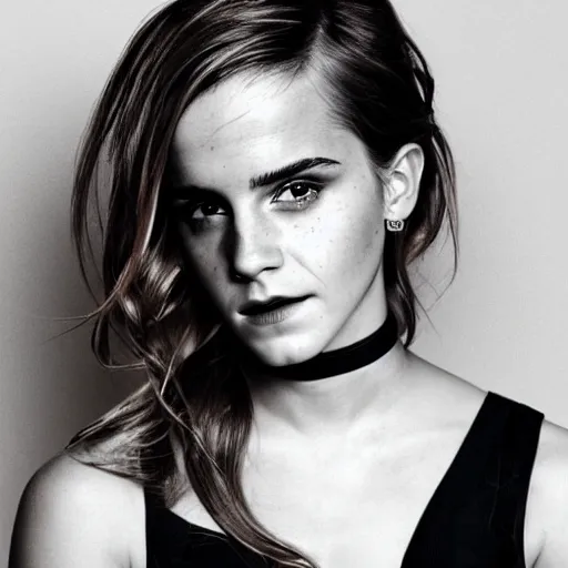 Prompt: portrait photograph of emma watson with leopard skin