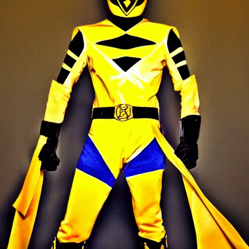 Prompt: drew carry as the yellow power ranger, digital photography, high detailed