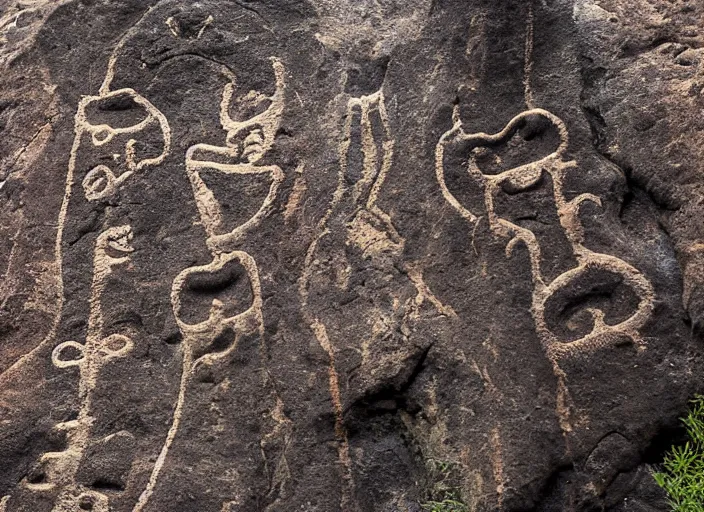 Image similar to Closeup photograph of petroglyphs on a boulder