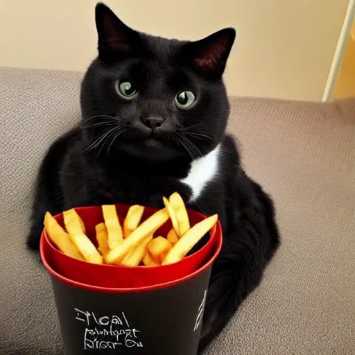 Image similar to is that a cat or an order of fries? i honestly can't tell.