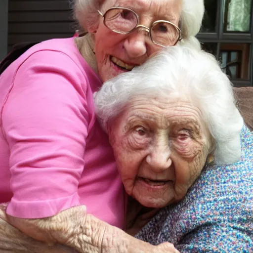 Image similar to my grandma is hugging me