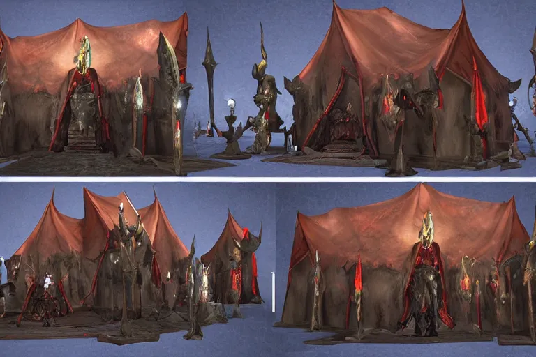 Image similar to 3d sculpt of a huge dark fantasy gothic circus tent, artstaton, League of Legends, red dead redemption2, overwatch, dark souls, digital illustration