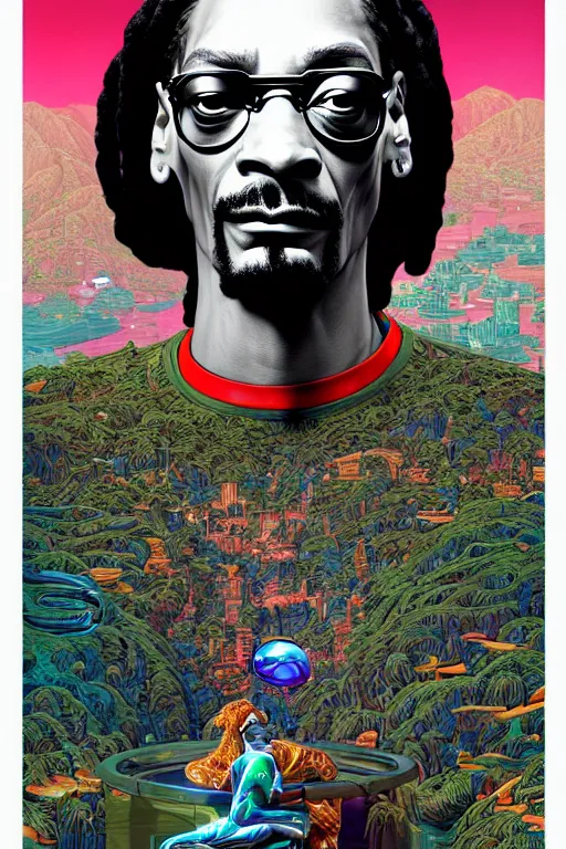 Prompt: snoop dogg, highly detailed vfx side portrait, intricate detailed environment, global illumination, by james jean and moebius and artgerm and liam brazier and victo ngai and tristan eaton. detailed, vector art, digital illustration, concept art, 8 k, hdr