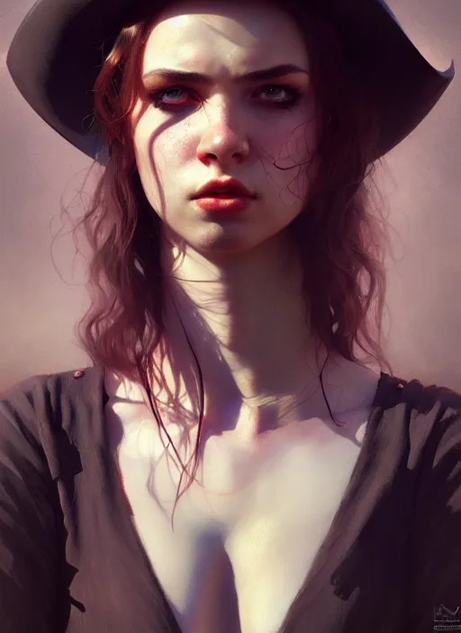 Prompt: young angry woman, beautiful girl, full body, electric hair, cowboy hat, realistic, serov, surikov, vasnetsov, repin, kramskoi, insanely detailed, charlie bowater, tom bagshaw, high resolution, octane rendered, unreal engine, illustration, trending on artstation, masterpiece, 8 k