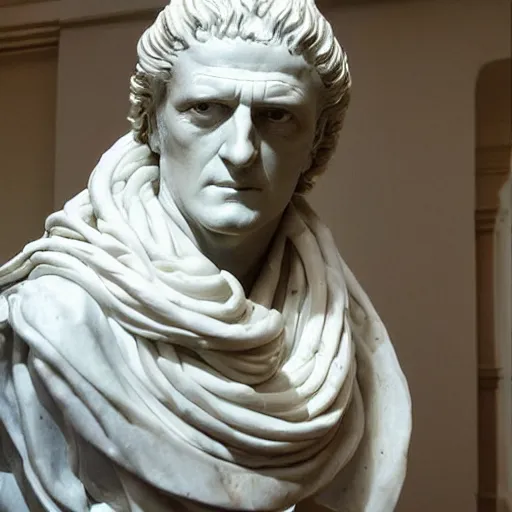 Prompt: a sculpture by canova with the likeness of rutger hauer wrapped in snakes