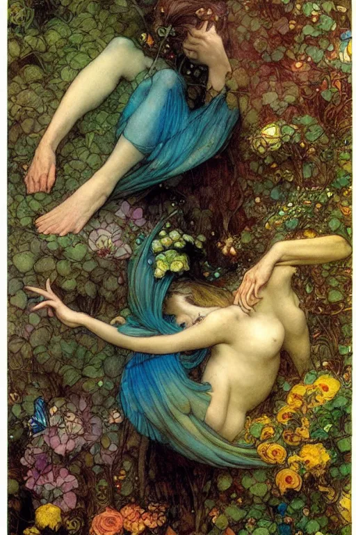 Image similar to a beautiful faerie, golden ratio, detailed, rainbowshift, by jean - baptiste monge, maxfield parrish, john william waterhouse, brian froud