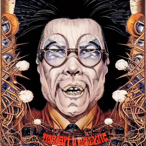 Image similar to portrait of crazy scientist, symmetrical, by yoichi hatakenaka, masamune shirow, josan gonzales and dan mumford, ayami kojima, takato yamamoto, barclay shaw, karol bak, yukito kishiro