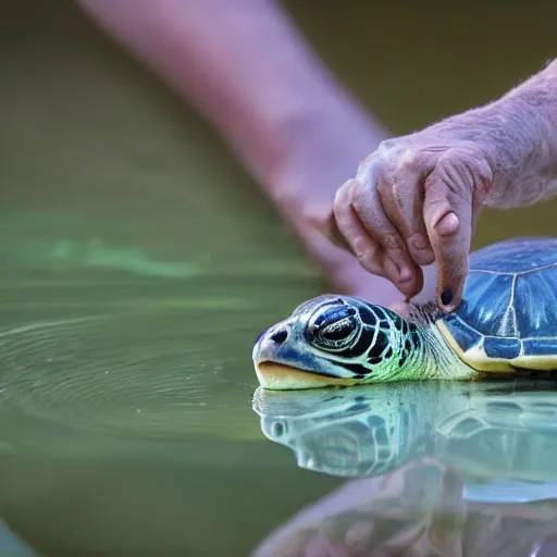 Image similar to Pope Francis blessing pond turtle, HD photography, Canon eos r3, 8k resolution, red ear slider, award winning, national geographic